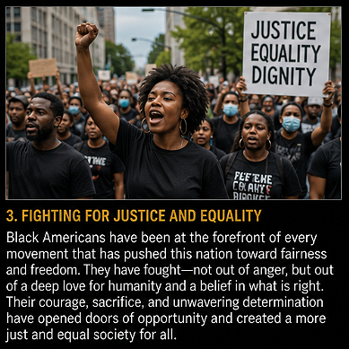 THE GOODNESS OF BLACK AMERICAN PEOPLE 3. FIGHTING FOR JUSTICE AND EQUALITYBlack Americans have...