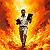 Poetry: These images depict a bearded man with short dark hair walking calmly through intensely fiery,...